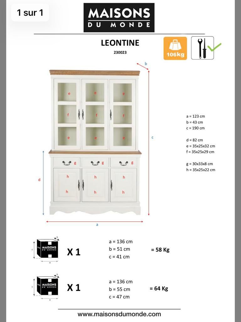 Bibliothèque vitrine maison du monde style Leontine, Enlèvement, Comme neuf, Autres essences de bois