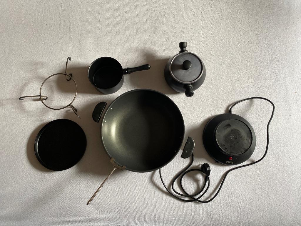 Princess Elektrische Fondue en wok set, Elektronische apparatuur, Ophalen of Verzenden, Zo goed als nieuw, Elektrisch, Fonduepan