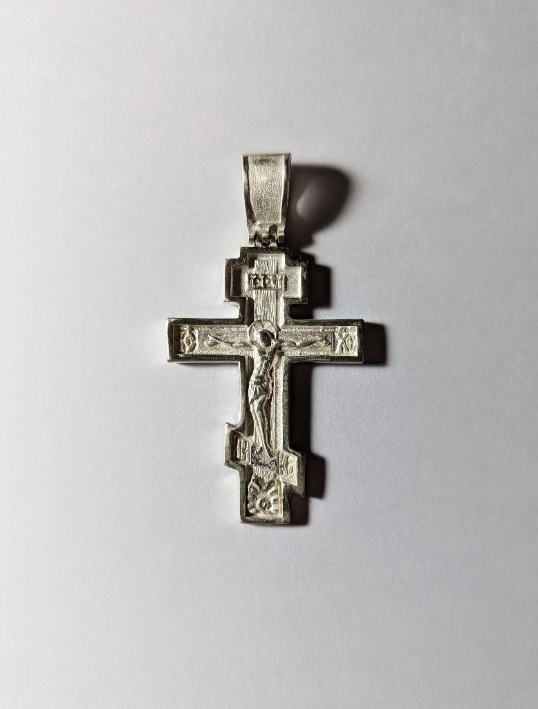 Grande et belle croix en argent à double face, Neuf, Croix ou Symbole, Argent, Argent