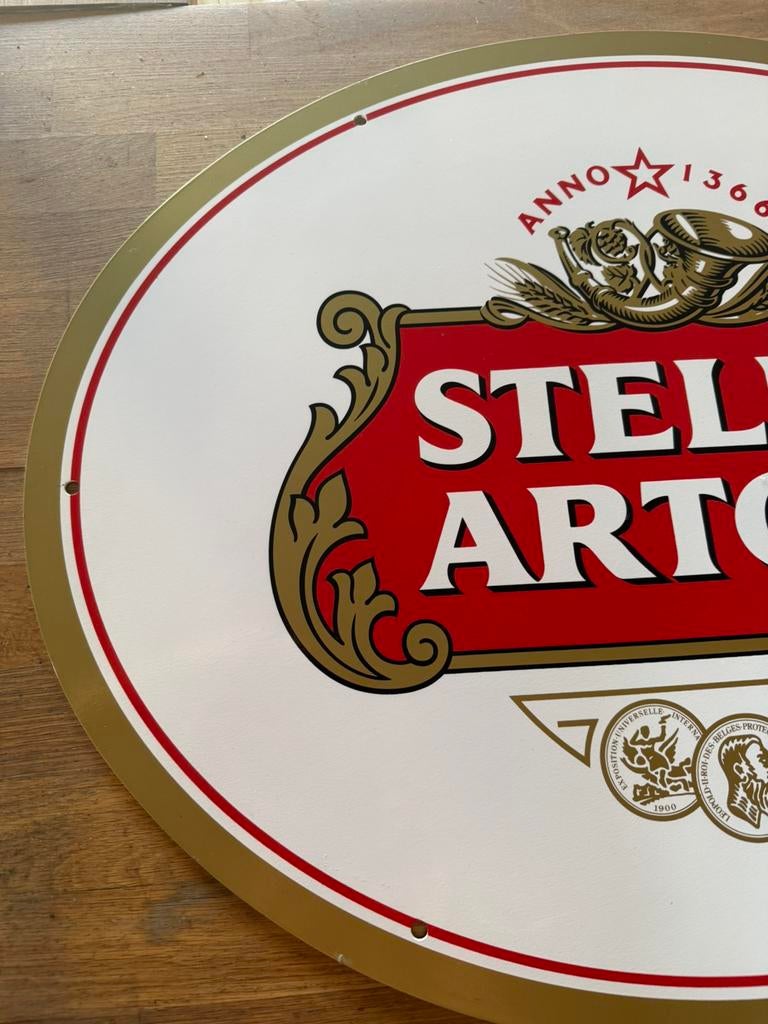 Stella artois dubbelzijdige metalen plaat, Ophalen of Verzenden, Stella Artois