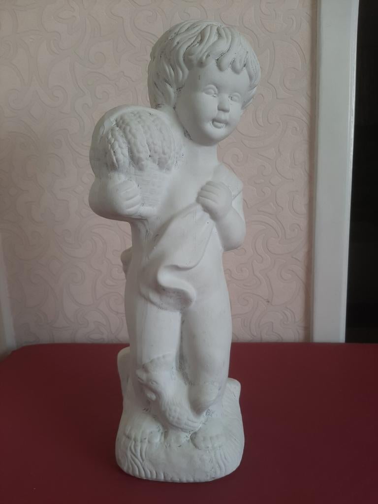 Statue vintage d'un garçon avec une gerbe de blé, '50, Enlèvement ou Envoi