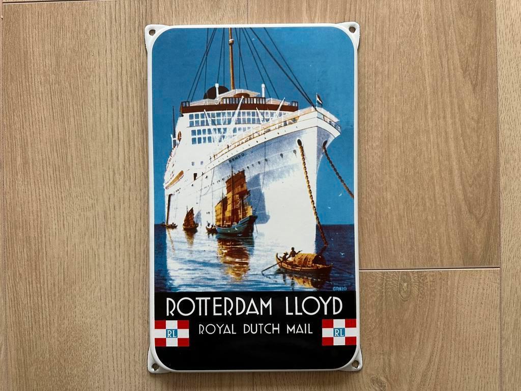 Emaille Reclame bord Rotterdam Lloyd, Ophalen of Verzenden, Zo goed als nieuw, Reclamebord