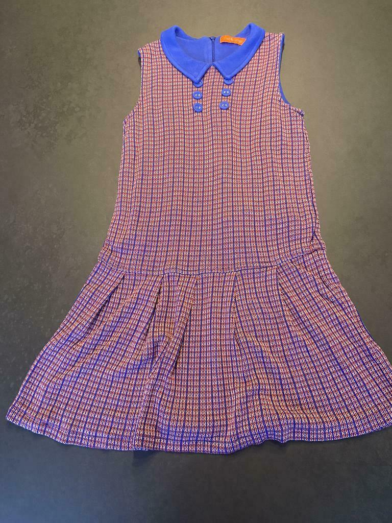 Fred & Ginger. Kleedje rood met blauw. Maat 140., Kinderen en Baby's, Kinderkleding | Maat 140, Meisje, Ophalen of Verzenden, Zo goed als nieuw