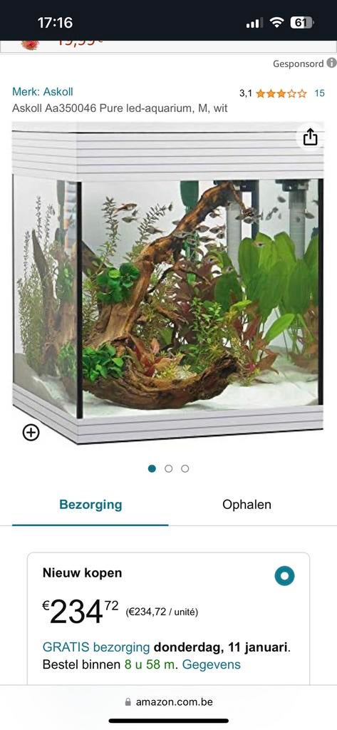 Askoll Pure M aquarium 44l met gratis meubel, Dieren en Toebehoren, Ophalen, Leeg aquarium