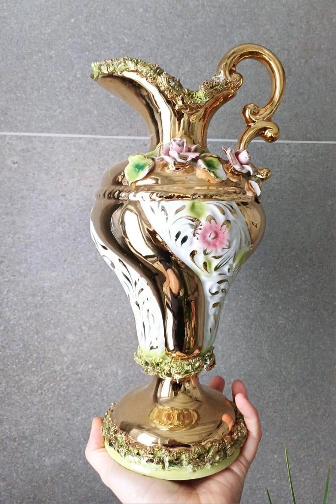 Grand vase italien doré ancien, Enlèvement ou Envoi