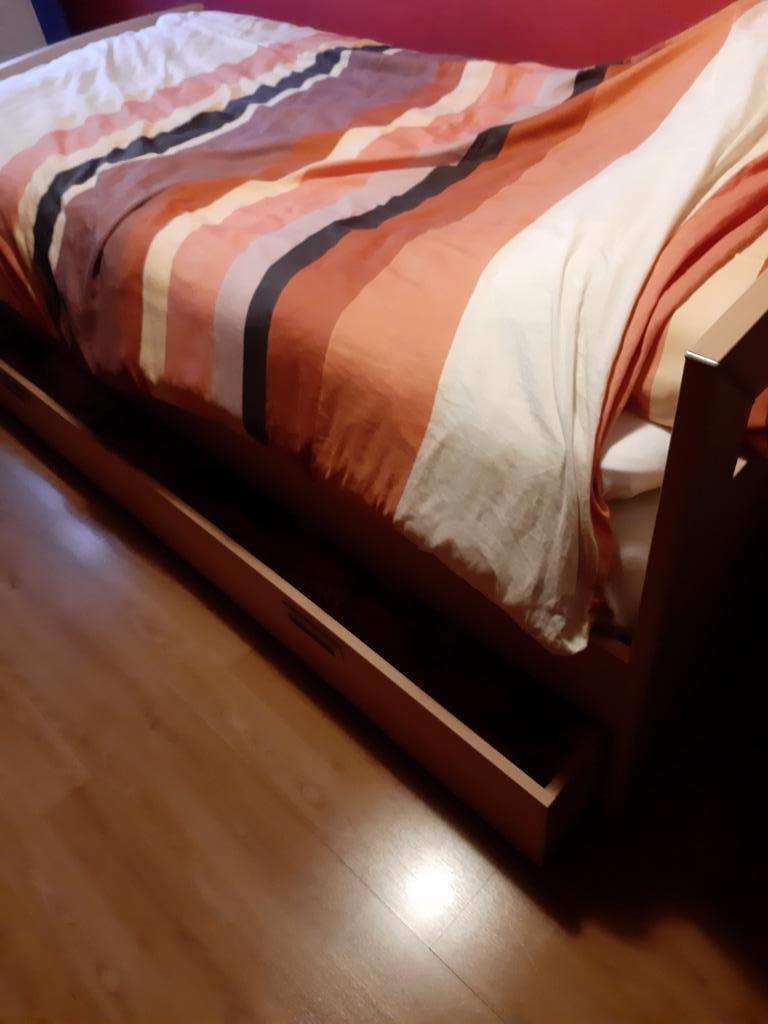 lit simple complet Lifetime Emdeka, Maison & Meubles, 90 cm, Une personne, Brun, Enlèvement