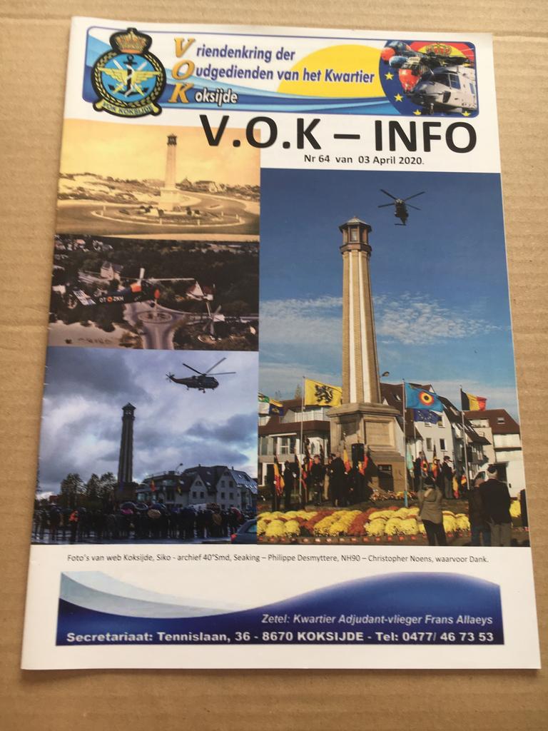 V.O.K. - INFO  -  Basis Koksijde  -  03 april 2020 - Nr. 64, Collections, Aviation, Comme neuf, Livre ou Revue, Enlèvement ou Envoi