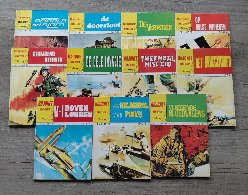 Bajonet Mini-strip: 11stuks, Boeken, Meerdere stripboeken, Verzenden, Gelezen