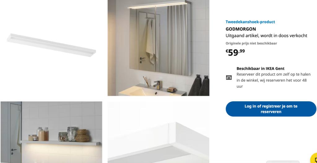 Badkamerverlichting Godmorgon Ikea  + lamp, Huis en Inrichting, Ophalen, Zo goed als nieuw, Metaal