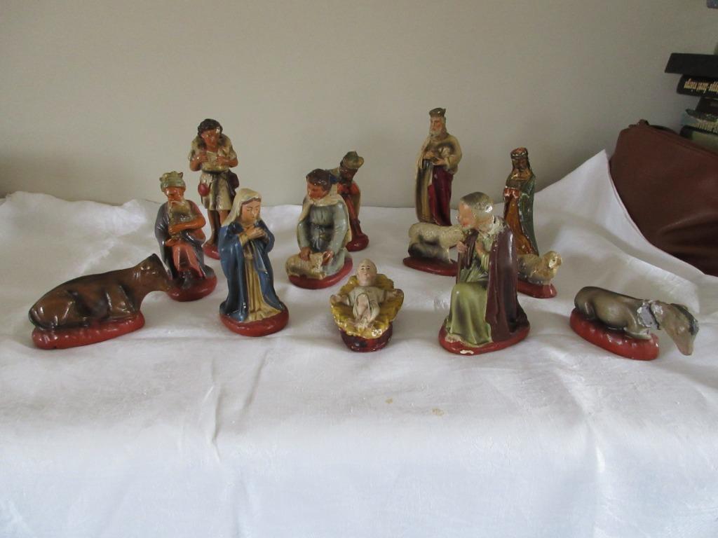Figurines de Noël anciennes en plâtre décoration crèche Noël, Divers, Enlèvement