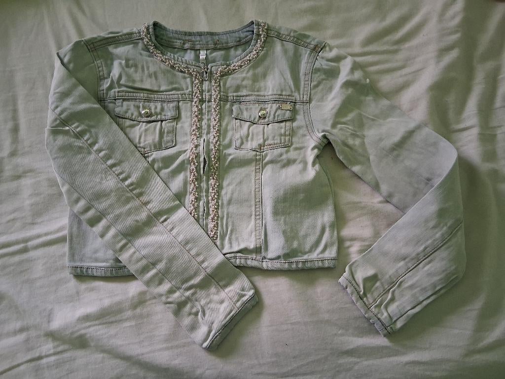 jeansjas met parels - maat 152, Kinderen en Baby's, Meisje, Ophalen of Verzenden, Zo goed als nieuw, Charlie