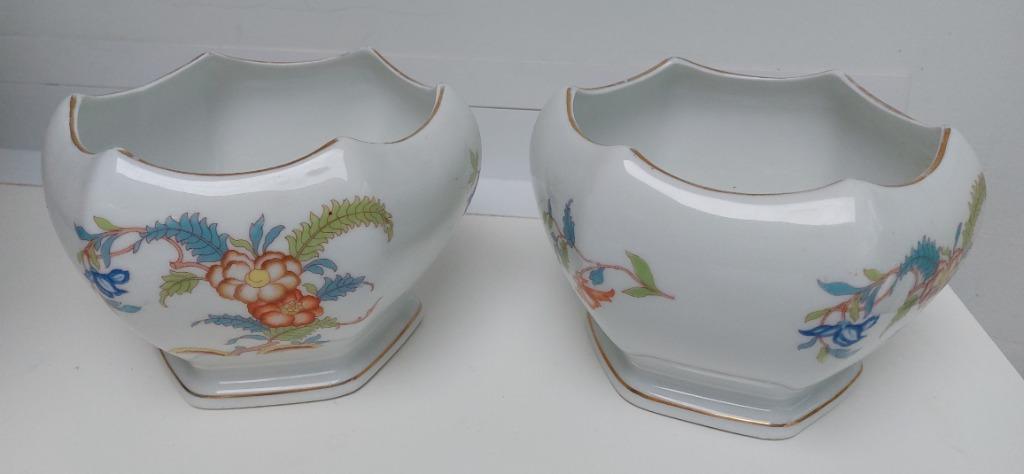 lot 2 cache-pot soupière hexagonale fleur chinois Rosenthale, Enlèvement ou Envoi, Moins de 25 cm, Comme neuf, Intérieur