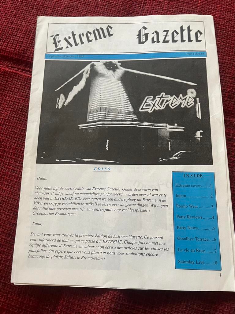 Extreme Gazette 1995 - discotheek dancing Affligem, Ophalen, Zo goed als nieuw