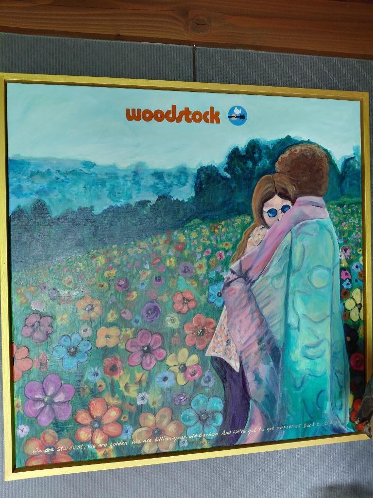Schilderij Olieverf op doek " Woodstock ", Envoi