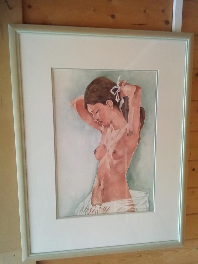 Schilderij aquarel zeer mooi uit inboedel, Enlèvement