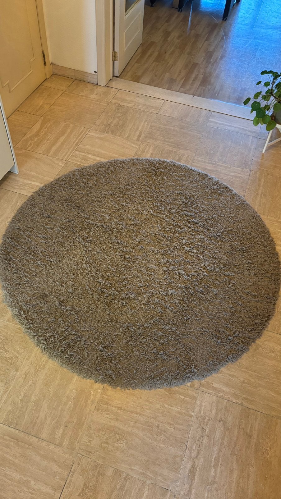 IKEA Rond Vloerkleed - Beige / Grijs - In goede staat, Ophalen, Zo goed als nieuw, Beige, Rond