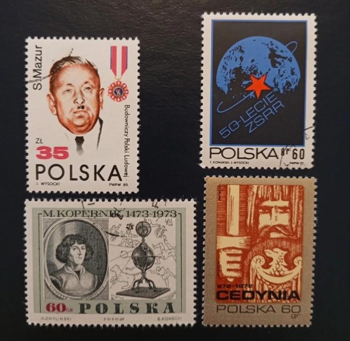 Lot of 4 assorted CTO stamps from Poland, Timbres & Monnaies, Timbres | Surinam, Envoi