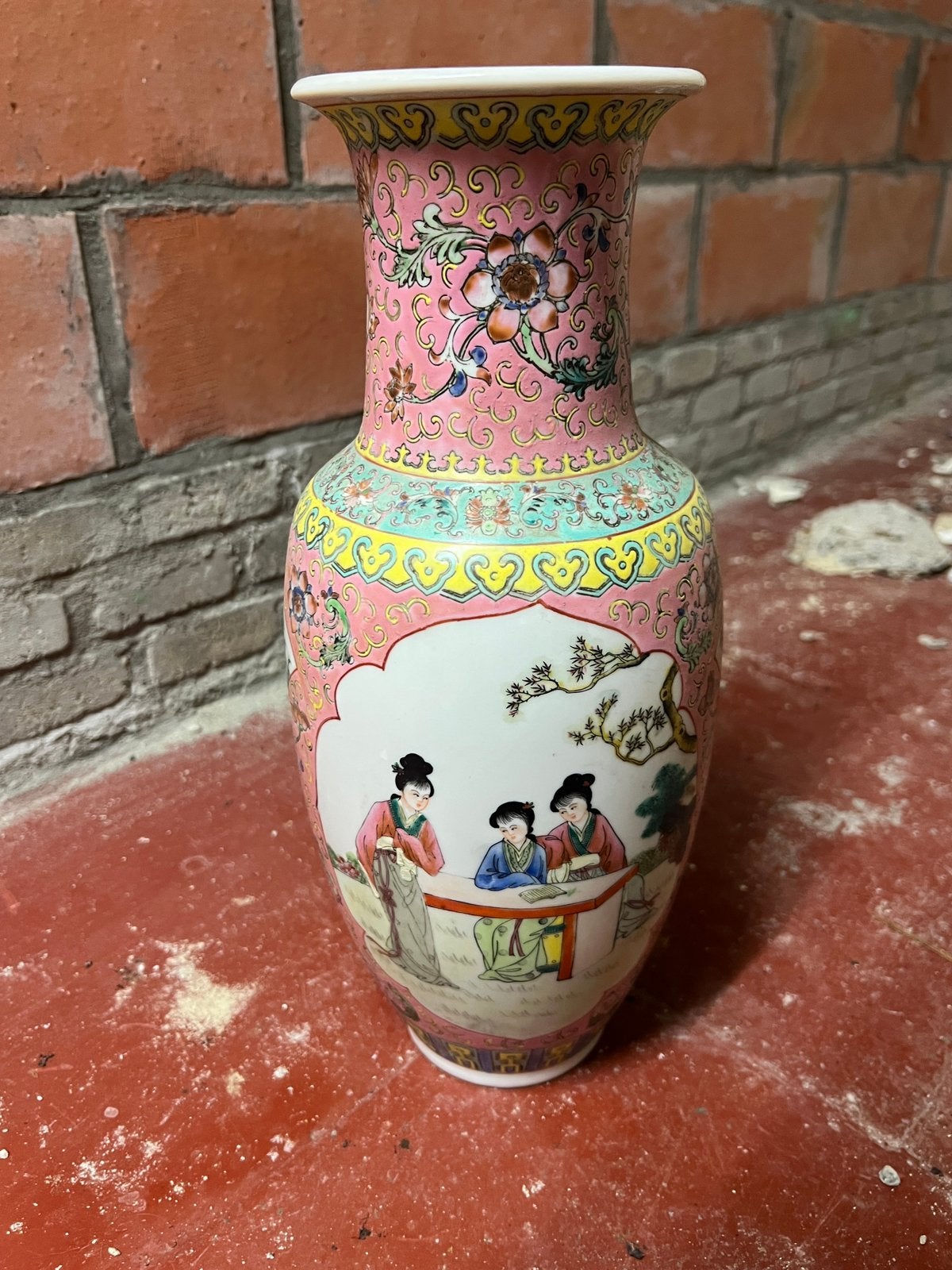 Vintage Chinese export vaas (Roze / Famille Rose), Antiquités & Art, Antiquités | Vases, Enlèvement