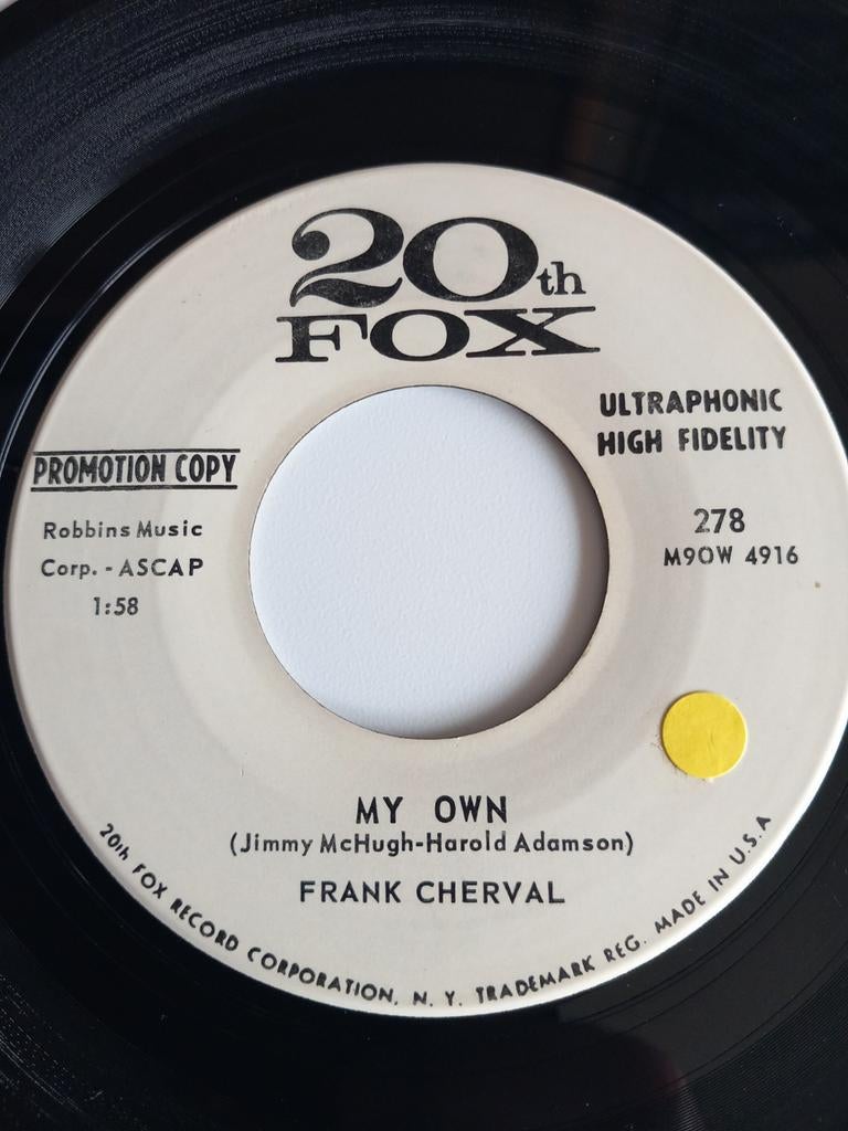 FRANK CHERVAL. MY OWN. OLDIES 60s USA 45T