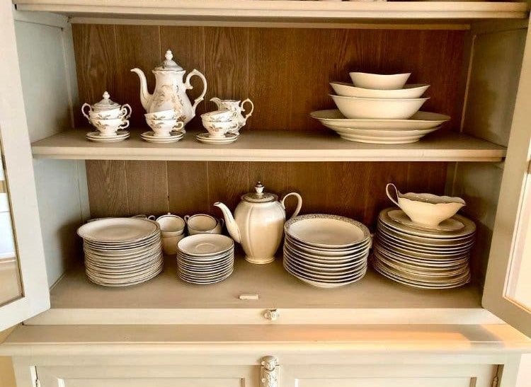 Bavaria potselein ecru/goud 105 stuks, Collections, Enlèvement, Porcelaine, Service complet