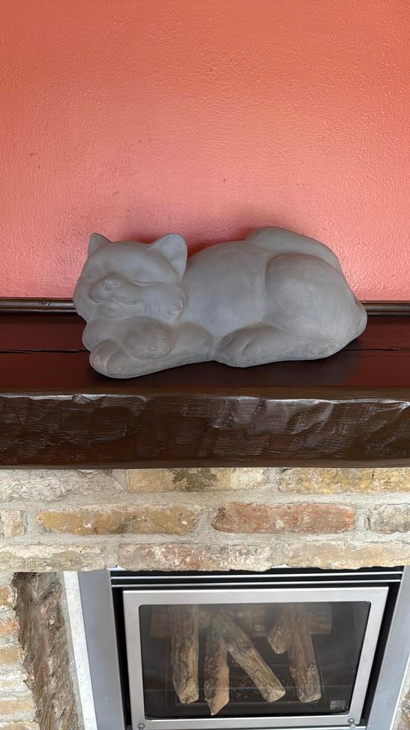 Grijze poes decoratie, Ophalen, Zo goed als nieuw
