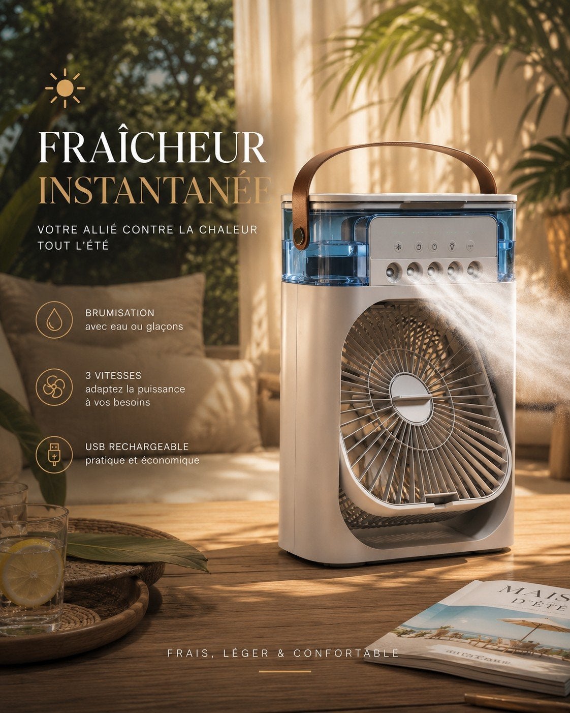 Ventilateur Portable 3-en-1 USB | Rafraîchisseur d'Air • Hum, Envoi