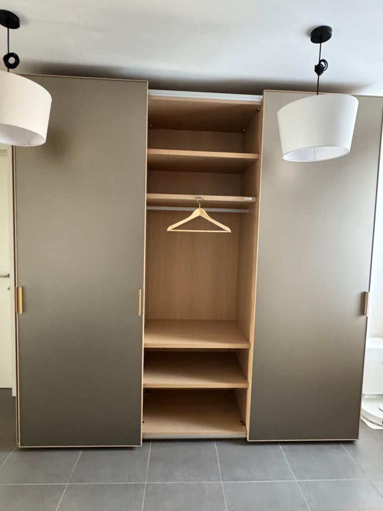 Grote (kleer)kast/dressing Carré met schuifdeuren eik/glas, Enlèvement, Comme neuf, Verre