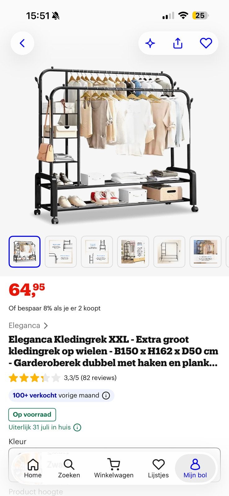 Kledingrek x2, Kleding | Dames, Ophalen, Zo goed als nieuw