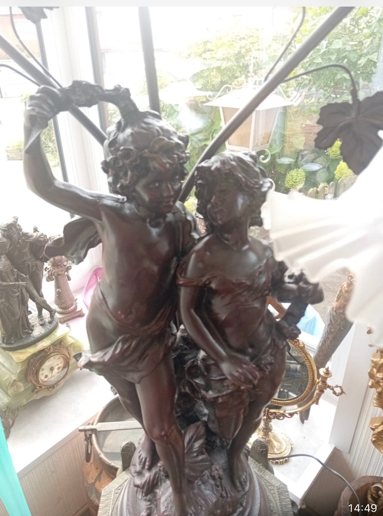 Grote vintage lamp met romantisch beeld – 5 lichtpunten, Verzamelen, Lord of the Rings, Ophalen, Zo goed als nieuw