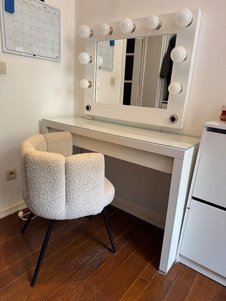 Makeuptafel + stoel + spiegel, Enlèvement, Utilisé, 100 à 150 cm