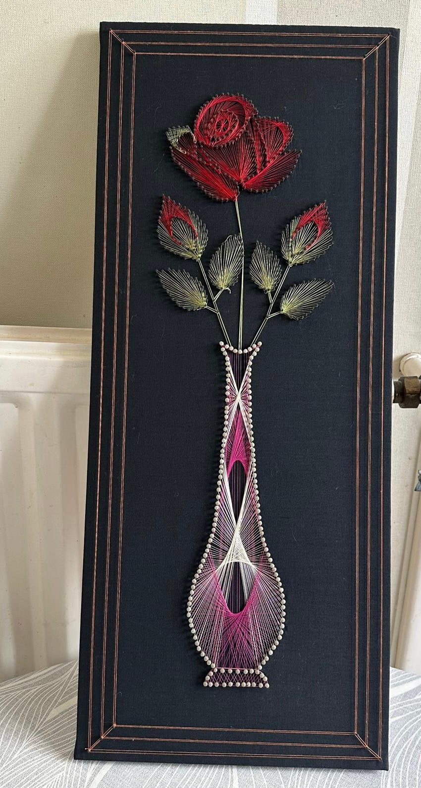 Décoration murale - STRING ART, Antiquités & Art, Art | Peinture | Moderne, Texturé, Fleurs, Autres techniques, Autres matériaux