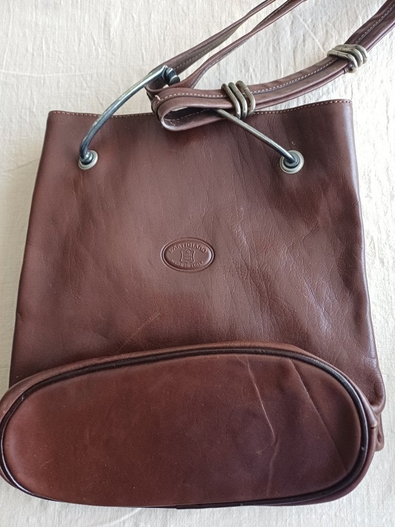 dames handtas in leder, Ophalen, Gebruikt, Bruin, Handtas
