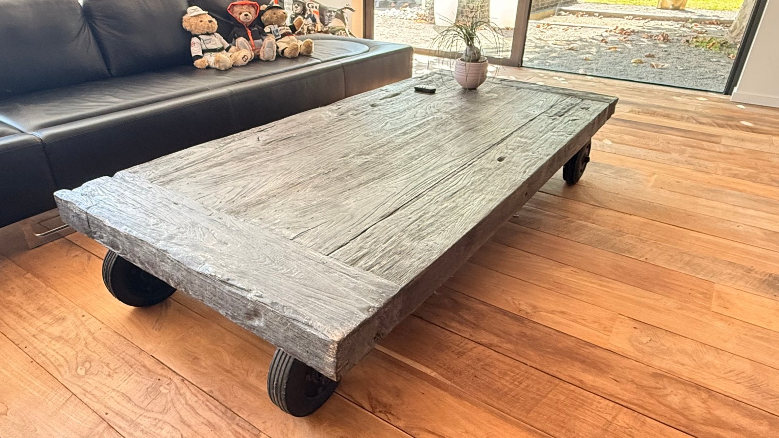 Arte Povere houten salontafel op wielen, Ophalen, 200 cm of meer, Zo goed als nieuw, Overige houtsoorten
