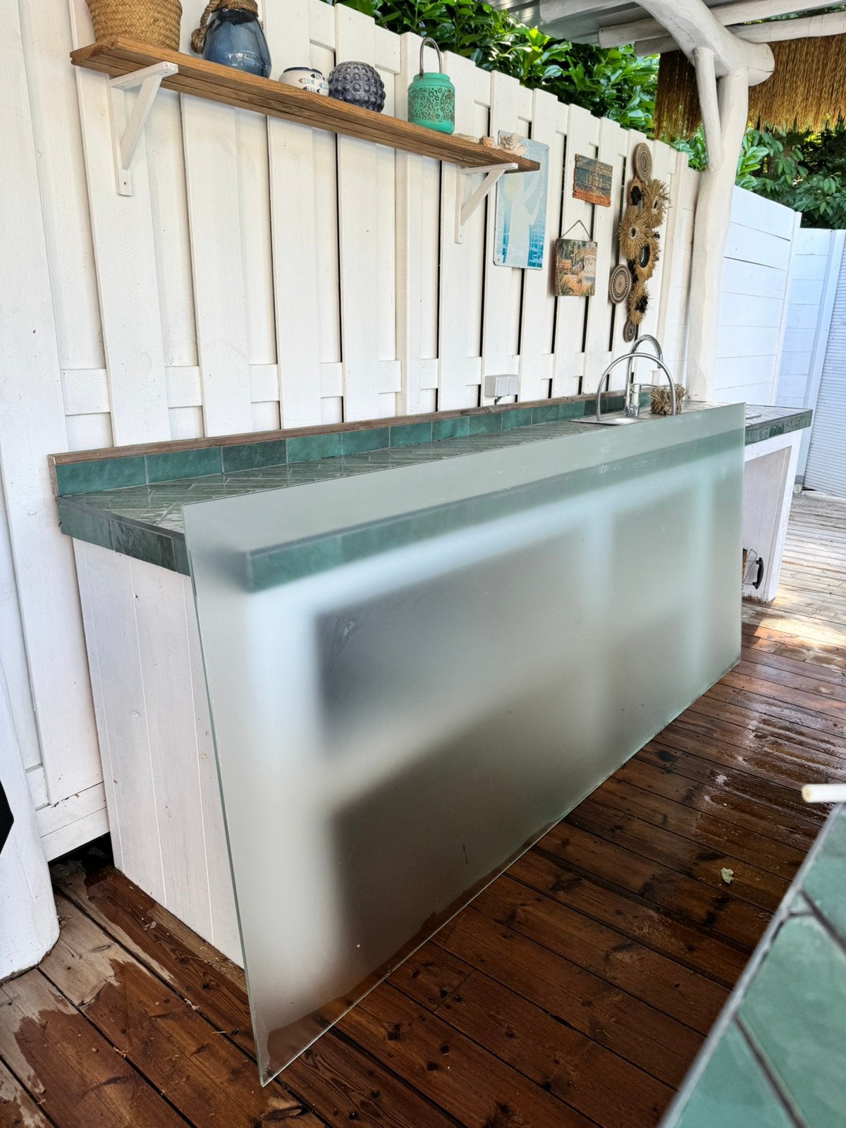 Grande plaque de verre sablé 8 mm – 240 x 100 cm, Enlèvement, Utilisé