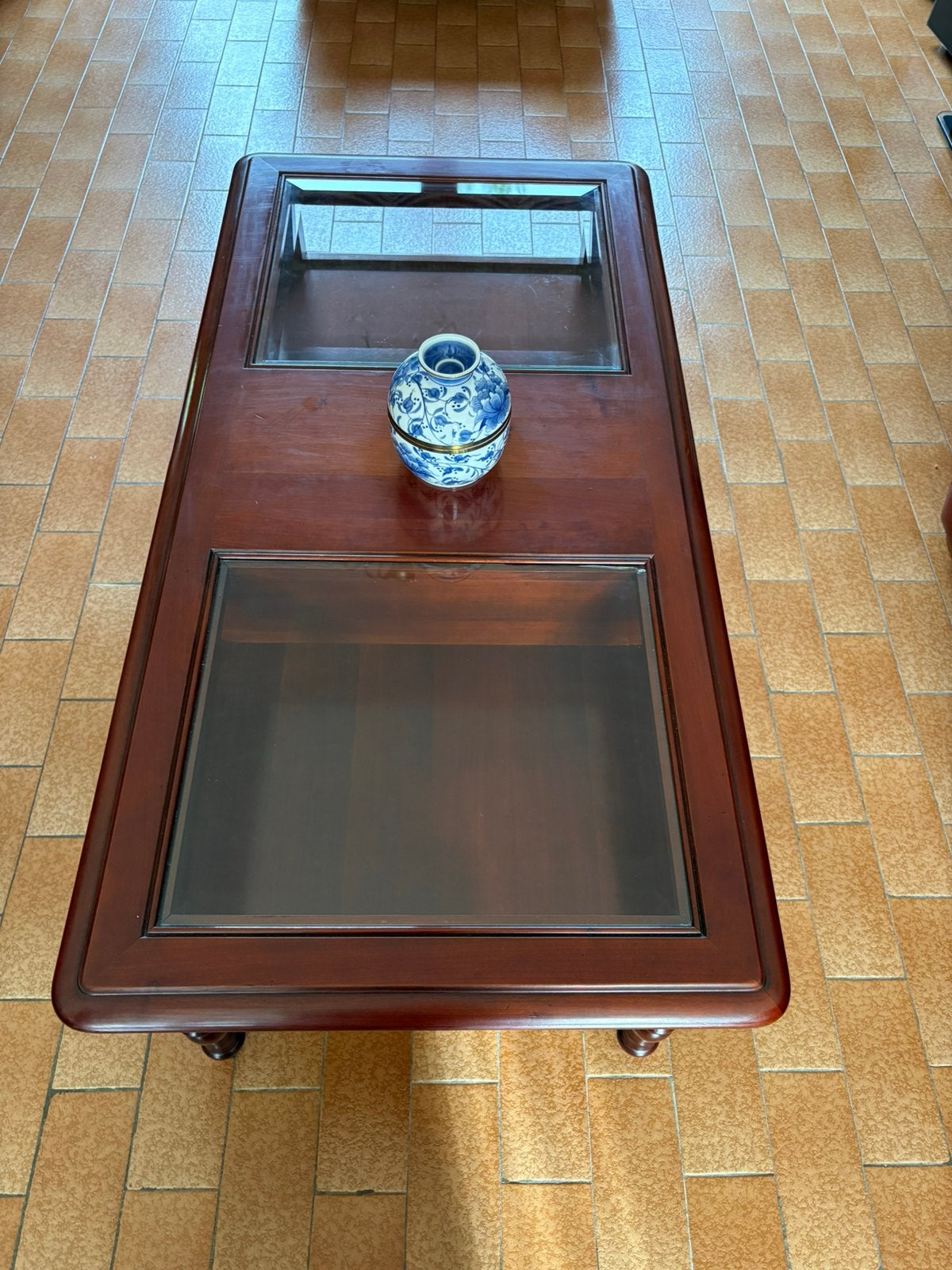Table de salon en bois et verre, Maison & Meubles, 100 à 150 cm, Moins de 50 cm, Cerisier, Enlèvement