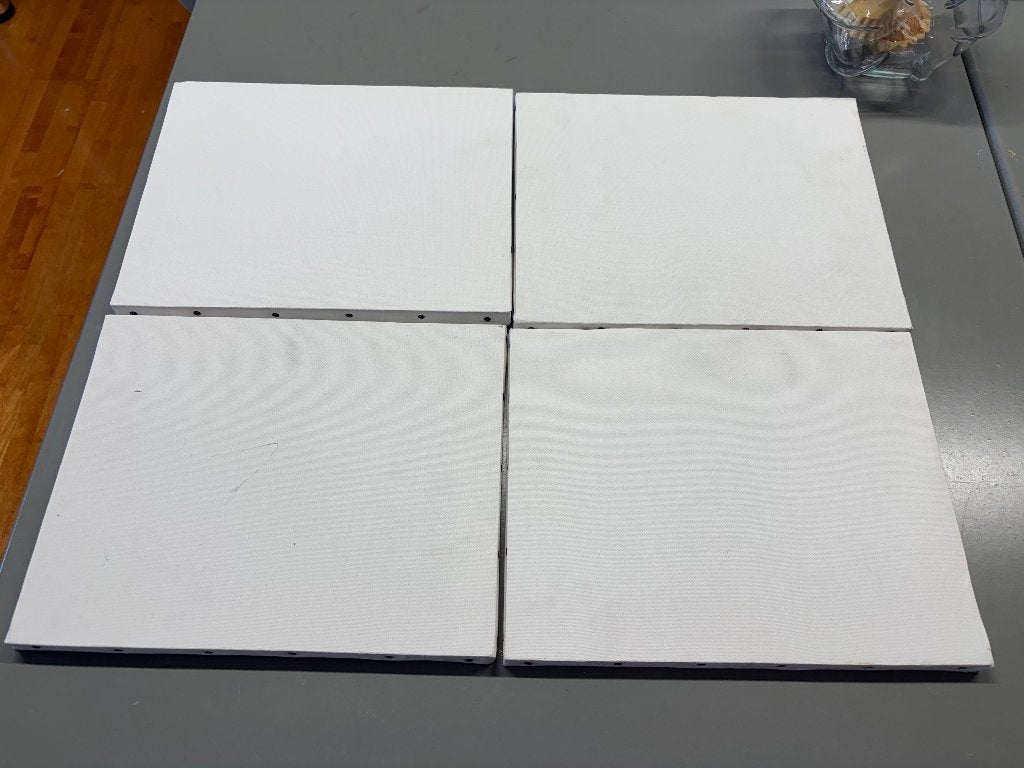 Lot de 4 toiles blanches avec cadre en bois, Ophalen, Nieuw, Doek