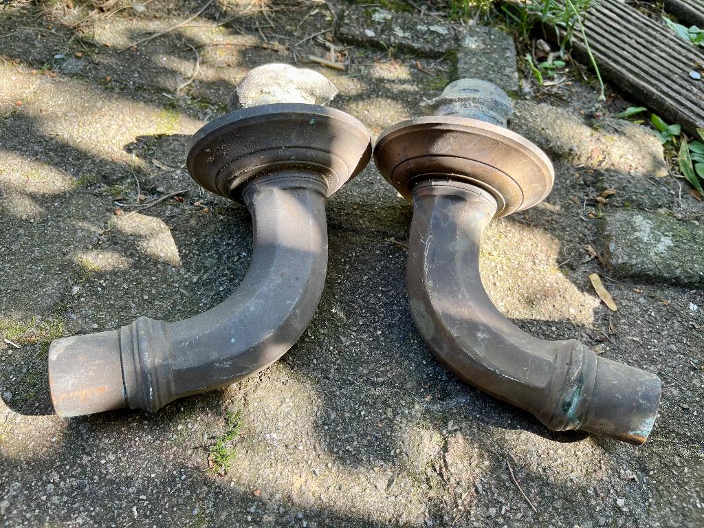 2 oude koperen water teuten, “kranen”., Antiek en Kunst, Ophalen of Verzenden, Koper