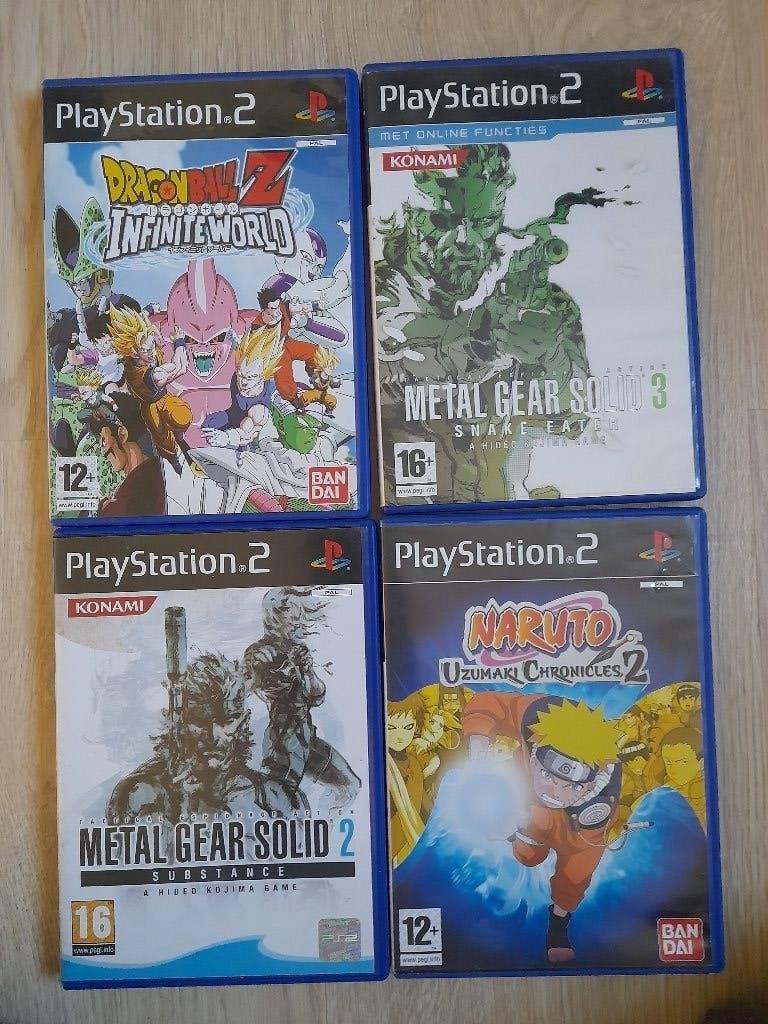PS2 games pakket DBZ Infinite World, MGS 2 & 3, Naruto, Enlèvement, Comme neuf