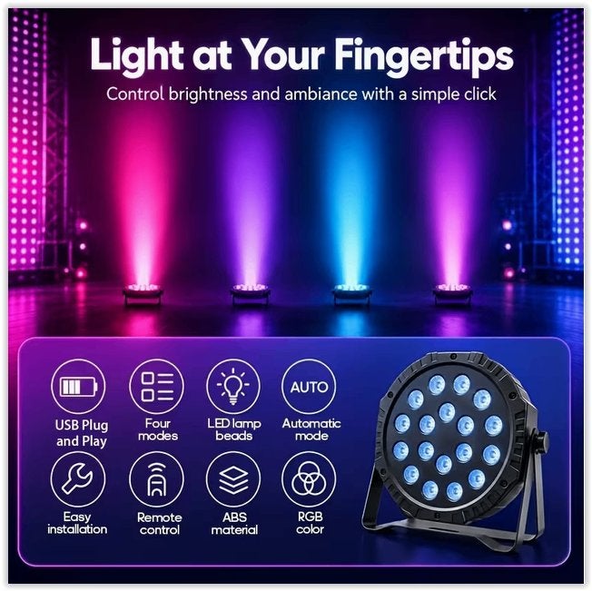 LED-podium PAR-projector met afstandsbediening, b, Muziek en Instrumenten, Ophalen of Verzenden, Nieuw, Dj-set, Technics