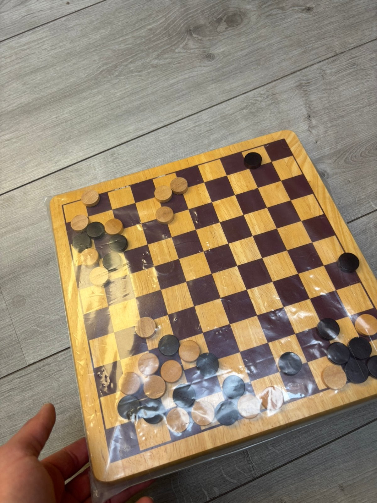 Houten dambord, compleet, Hobby en Vrije tijd, Een of twee spelers, Ophalen of Verzenden, Zo goed als nieuw