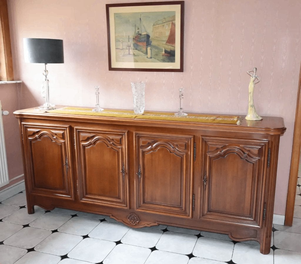 Dressoir / buffet 4 portes en merisier de style Louis XV, Enlèvement, Utilisé, Autres essences de bois, Avec porte(s)