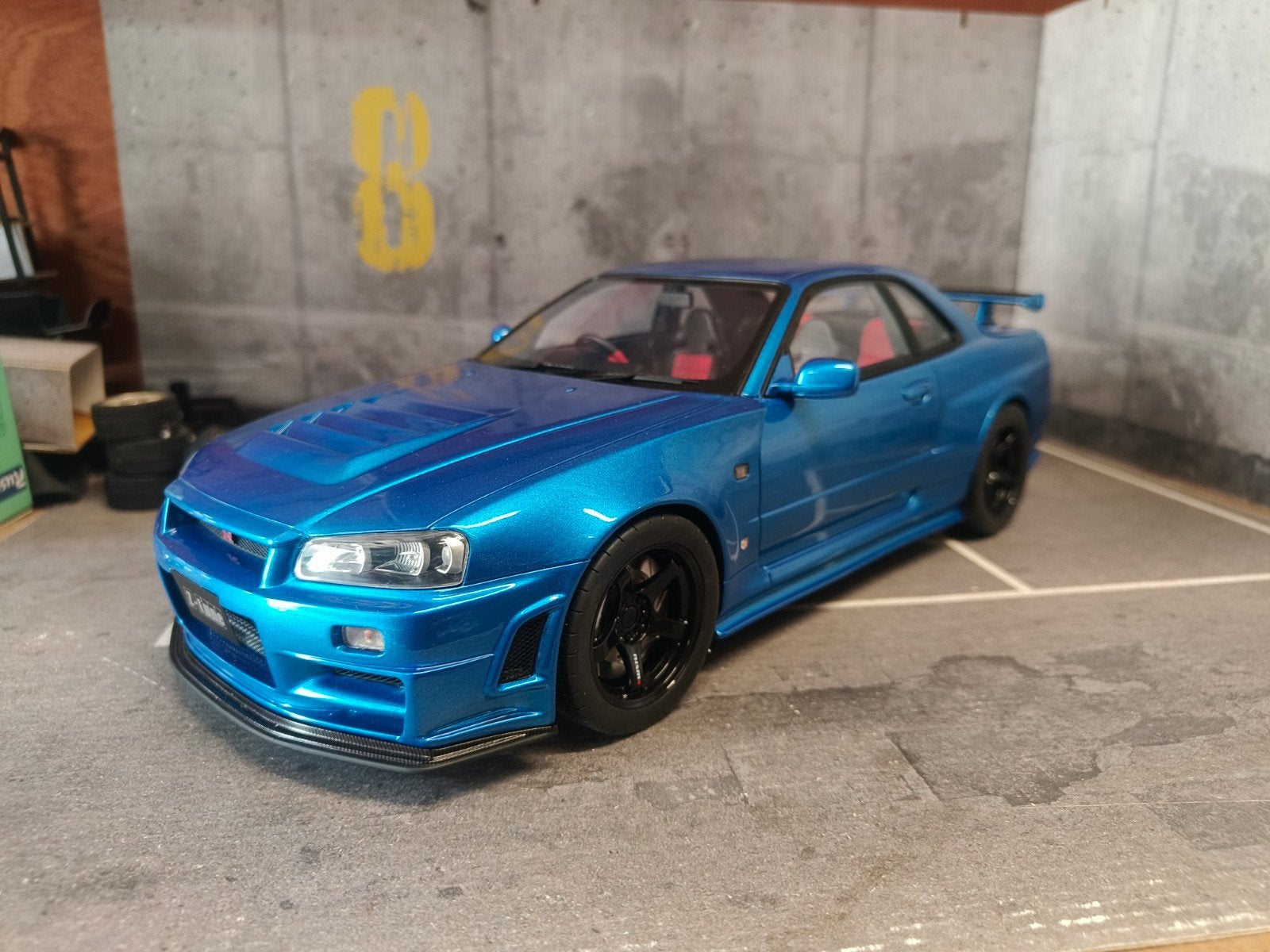 Nissan skyline R34 1/12 Otto, Ophalen, Zo goed als nieuw, 1:9 t/m 1:12, Auto