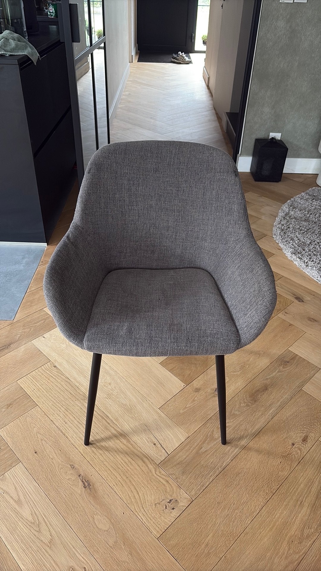 Ensemble de 8 chaises grises modernes avec pieds noirs, Gris, Enlèvement, Modern, Tissus