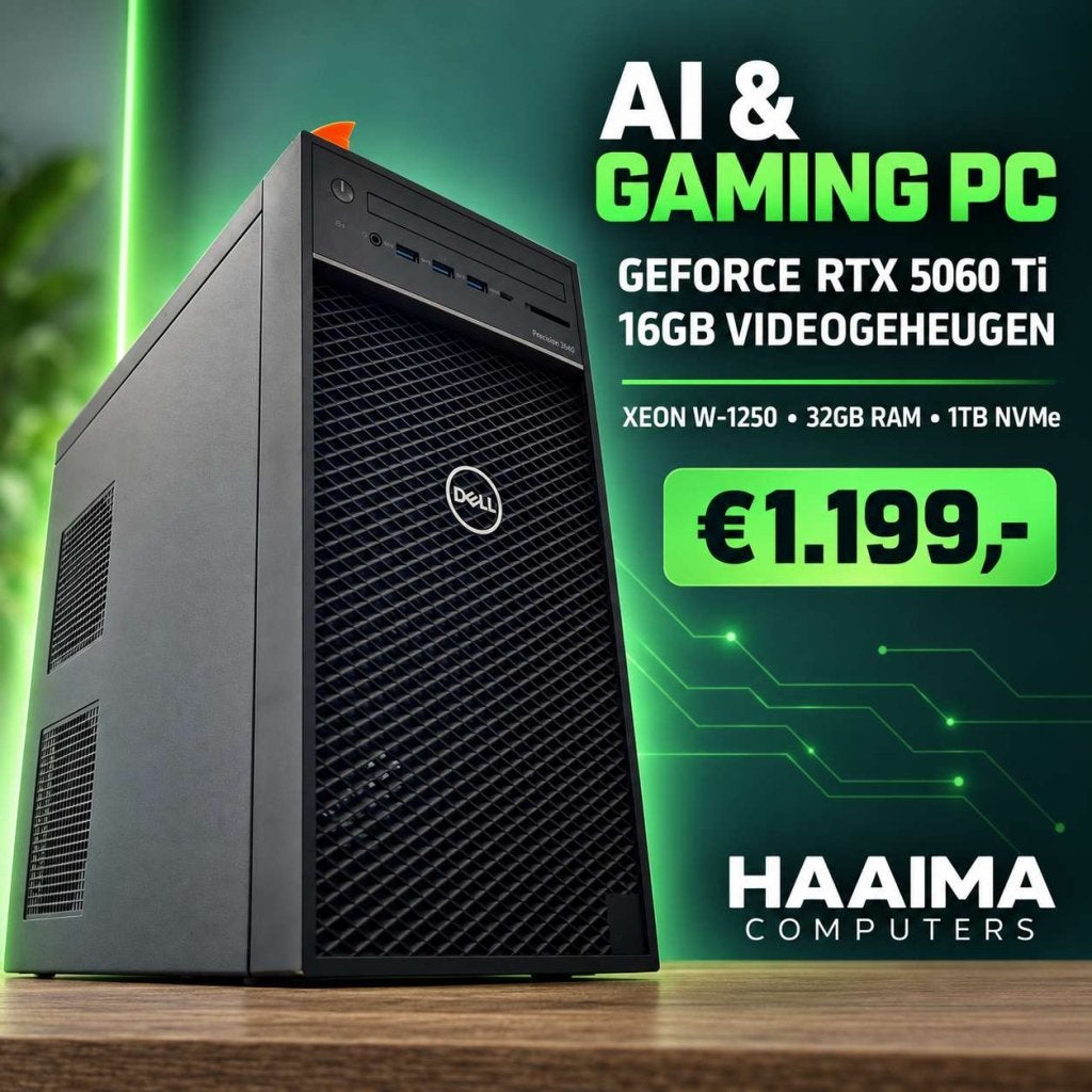 Dell Precision AI & Gaming Workstation – RTX 5060 Ti 16GB, Niet ingevuld, 32 GB, Niet ingevuld, Refurbished