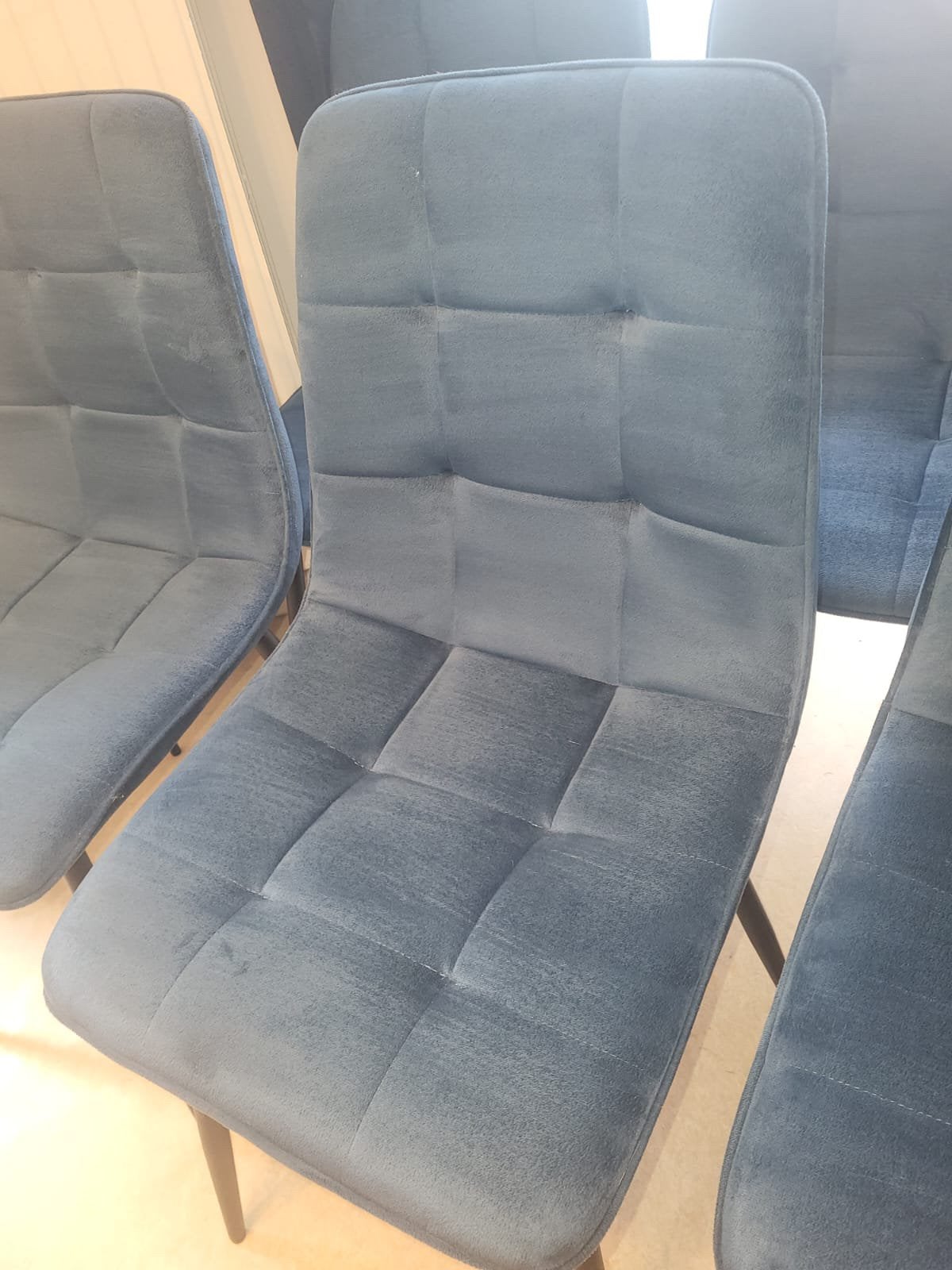 Lot de 6 chaises design en velours bleu nuit.État impeccable, Ophalen, Zo goed als nieuw