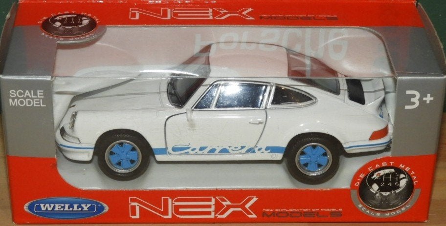 Porsche Carrera 2.7l 1973 blanche stickers bleus, Enlèvement ou Envoi, Neuf, Voiture