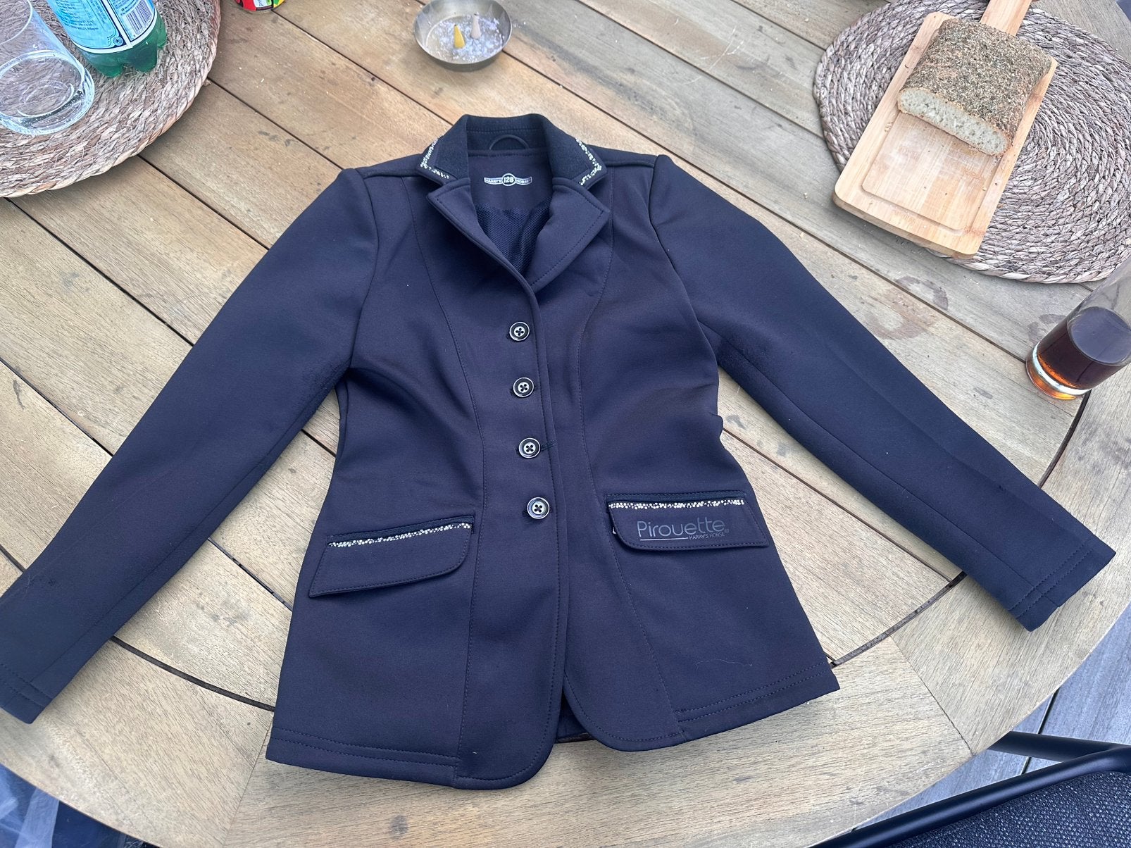 Wedstrijdjas 128, Dieren en Toebehoren, Paardrijkleding, Ophalen, Zo goed als nieuw, S