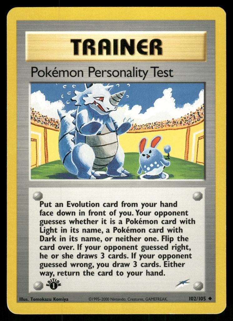 Pokémon Personality Test 102/105 - Neo Destiny (1st edition), Hobby en Vrije tijd, Verzamelkaartspellen | Pokémon, Verzenden, Gebruikt