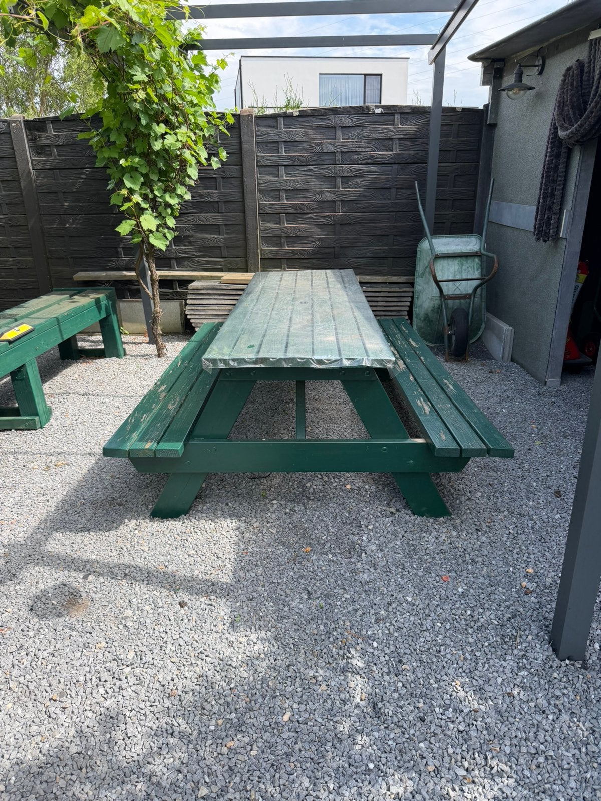 Tuin / picknick tafel / bank, Ophalen, Gebruikt, Rechthoekig, Hout