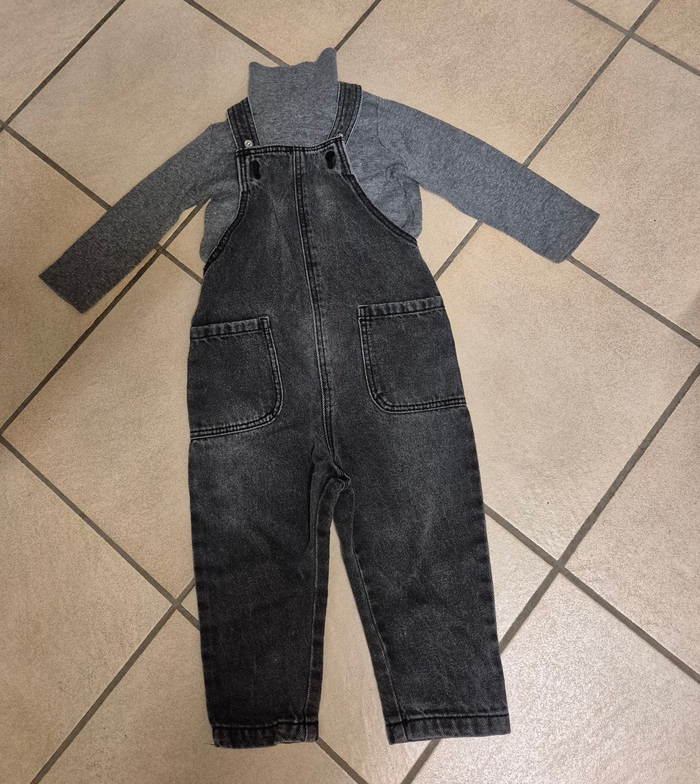 Grijze salopette met coltrui - Maat 80, Ophalen of Verzenden, Zo goed als nieuw, Setje, Hema